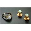 Image 1 : An opal and diamond cluster ring, centred with an oval white opal within an old-cut diamond twelve s