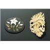 A 19th century carved ivory 'wheat sheaf' brooch and other items, the wheat sheaf stems bound with a