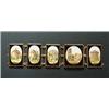 Five Victorian micromosaic rectangular panels, each depicting classical ruins on an amber-glass grou