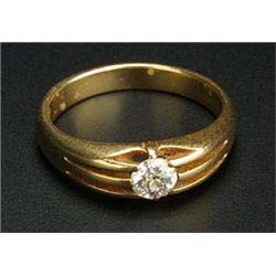 A diamond solitaire gypsy ring, the old-cut stone approx. 0.40cts, claw set in yellow metal(see illu