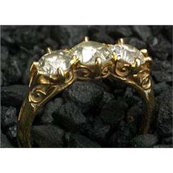 A late Victorian diamond three stone ring, the old-cut stones approx. 0.62, 0.76 & 0.60cts (1.98cts.