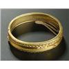 A Victorian 15ct gold and small diamond three stone hinged bangle, the front with stylised brickwork