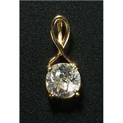 An 18ct gold and diamond solitaire pendant, the old-cut stone approx. 0.42cts, in a claw setting, Lo