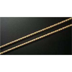 A square section three colour byzantine link continuous necklace, stamped 'Kast' and '750', approx..