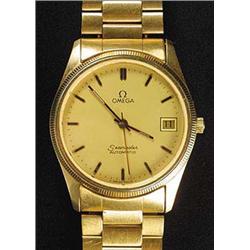 Omega, Seamaster, a gentleman's stainless steel and gilt bracelet watch, circa 1980, champagne dial.