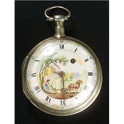 French, an early 19th century silver cased open face 'plough' pocket watch, circa 1800, no.31957, th