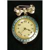 A lady's 18ct gold and grey guilloche enamel fob watch, circa 1920, textured gold effect dial with b