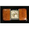 Movado, a stainless steel purse watch with alarm, circa 1950, no.900767, with leather mounted slide-