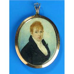 English School (19th century),Portrait of a gentleman, half length, wearing a black jacket and a whi
