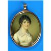 English School (early 19th century),Portrait of a lady, bust length, wearing a white dress with a la