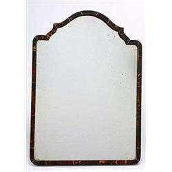 A dressing table mirror with tortoiseshell and ivory crossbanded frame with a shaped crest, 52 cm hi