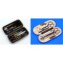 Two 19th century oblong necessaires, one in an ivory case enclosing various steel and mother of pear