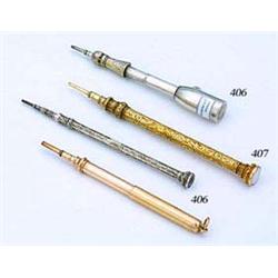 A Victorian gold propelling pencil by S Mordan & Co, the barrel engraved with flowers and scrolls, w