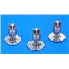 A set of three owl menu holders on round bases, Chester 1908 by S Mordan and Co, 3.5 cm high (1 1/4.