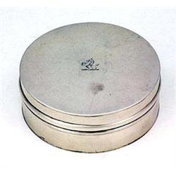 A George III Irish provincial round box, the cover engraved with a crest otherwise unmarked, circa 1