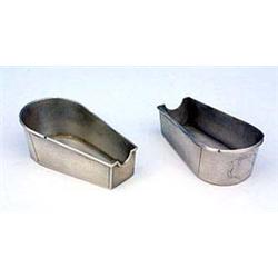 A pair of Victorian bath shaped spoon stands, each engine turned with a cartouche, (one lacking a sm