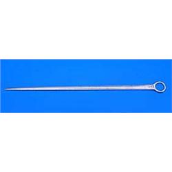 A George III meat skewer with ring handle and crest, London 1808 by John Blake, 41 cm long (16 in)(s