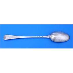 A George I Hanoverian rat tailed serving spoon, engraved with a monogram, London 1725, the maker's m