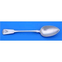 A George IV fiddle pattern serving spoon with a crest, London 1824 by John, Henry and Charles Lias..