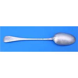 A George I Hanoverian pattern serving spoon, engraved with a crest, circa 1728, apparently struck fo