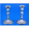 Image 1 : A pair of Victorian octagonal candlesticks with vase shaped capitals and baluster stems, Sheffield 1