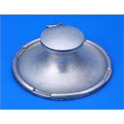 A capstan shaped ink well, Birmingham 1909 by A & J Zimmerman, 17.5 cm diameter (7 in)(see illustrat