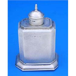 A Victorian canted rectangular tea caddy with sliding top in George II style, London 1893 by Henry C