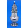 A George II vase shaped caster, with a moulded girdle and border and engraved with an armorial, the.