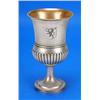 A George III thistle shaped cup, part fluted and engraved with a Latin inscription and the shield of