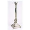 A pair of electro-plated corinthian column lamp bases, with round stop fluted columns on stepped squ