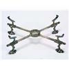 A George III dish cross with a central pierced and beaded burner frame, the adjustable oval lobed fe