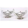 A pair of George III Sheffield oval boat shaped sauce tureens and covers, the part fluted domed cove