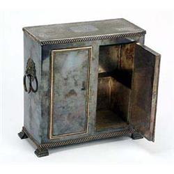 A 19th century Sheffield two door decanter cabinet, circa 1830, engraved with a monogram, with gadro