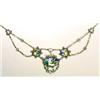 An Arts and Crafts enamelled necklace, with a central shaped panel depicting in naturalistic colours