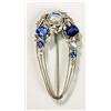 A Bernard Instone moonstone and gem-set oval brooch, decorated at on end with a cluster of moonstone