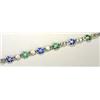 An enamelled bracelet, composed of seven plaques of stylised rose blooms alternately picked out with