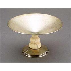 A Charles Boyton Art Deco silver and ivory small tazza, with shallow flared bowl supported on a grad