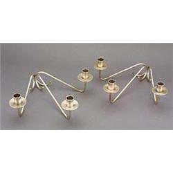 A stylish pair of 'Fisher' three-light candelabra, possibly American, each with simple sconces and d