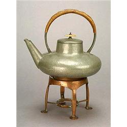 A Liberty & Co 'Tudric Pewter' Kettle on copper stand, the design attributed to Archibald Knox, the.