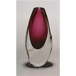An Afors glass vase, designed by Ernest Gordon, of flattened oviform internally decorated with a rub