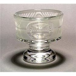 An Afors heavy glass vase, designed by Bertil Vallien, of broad goblet shape acid-etched with an ova
