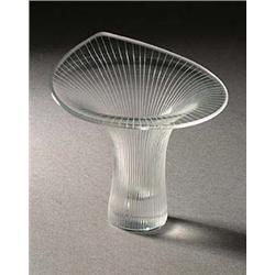 A Tapio Wirkkala 'Kanterell' glass vase, with cylindrical foot and broadly flared neckrim, finely in