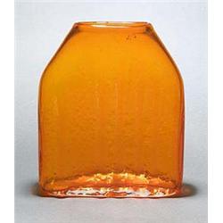 A Whitefriars tangerine-coloured glass vase, designed by Geoffrey Baxter, circa 1969, the vessel of.