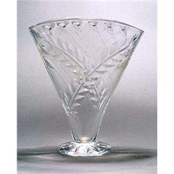 A British cut-glass vase, in the manner of Clyne Farquharson, of fan shape supported on a spreading.