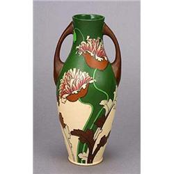 A Foley 'Intarsio' Art Nouveau vase, designed by Frederick Rhead, of oviform with twin handles and t