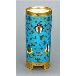 A Minton 'Cloisonne' porcelain vase, the design possibly by Christopher Dresser, the cylindrical ves