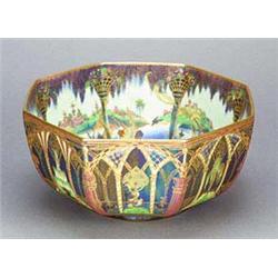A Wedgwood 'Fairyland Lustre' octagonal bowl, designed by Daisy Makeig-Jones, and decorated in vibra