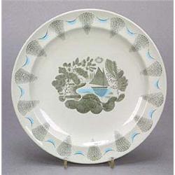 A set of seven Wedgwood 'Travel' pattern dinner plates, designed by Eric Ravilious, transfer printed