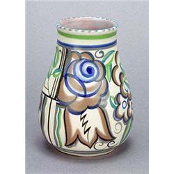 A Poole Pottery oviform vase, possibly painted by Mary Brown to a design by Truda Carter, with styli