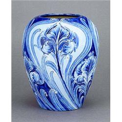 A Moorcroft 'Florian Ware' oviform vase, decorated with fine tube-lined irises and foliage picked ou